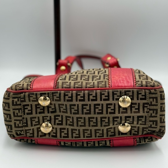 Fendi Red and Brown Monogram Tote - Picture 7 of 16